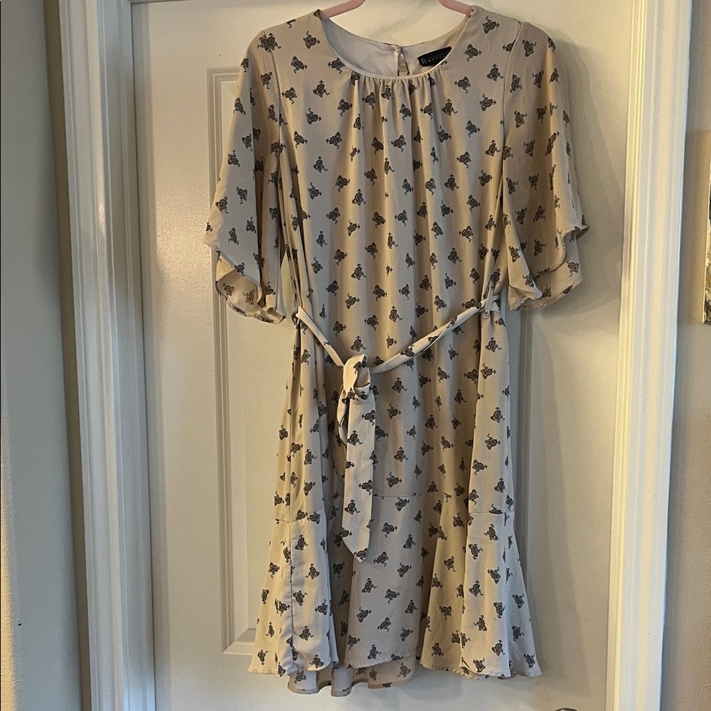 Boden Beige and Black Patterned Mini Dress